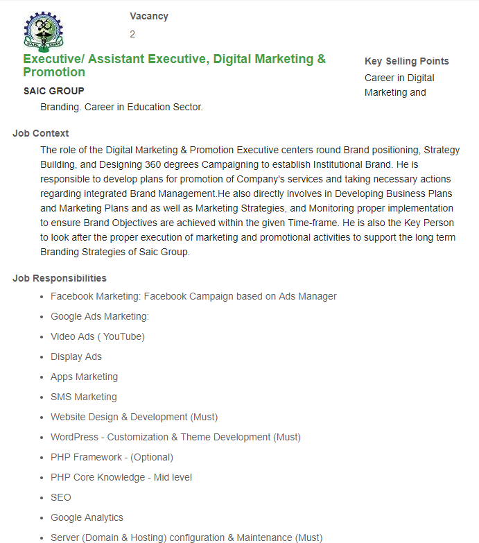 Executive Assistant Executive, Digital Marketing & Promotion